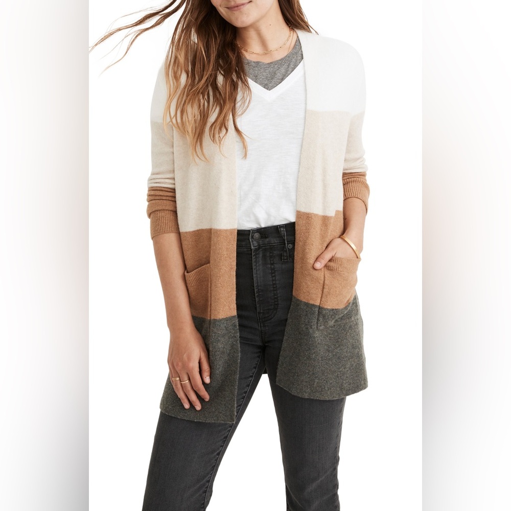 NWOT Madewell Kent Color Block Cardigan - XS